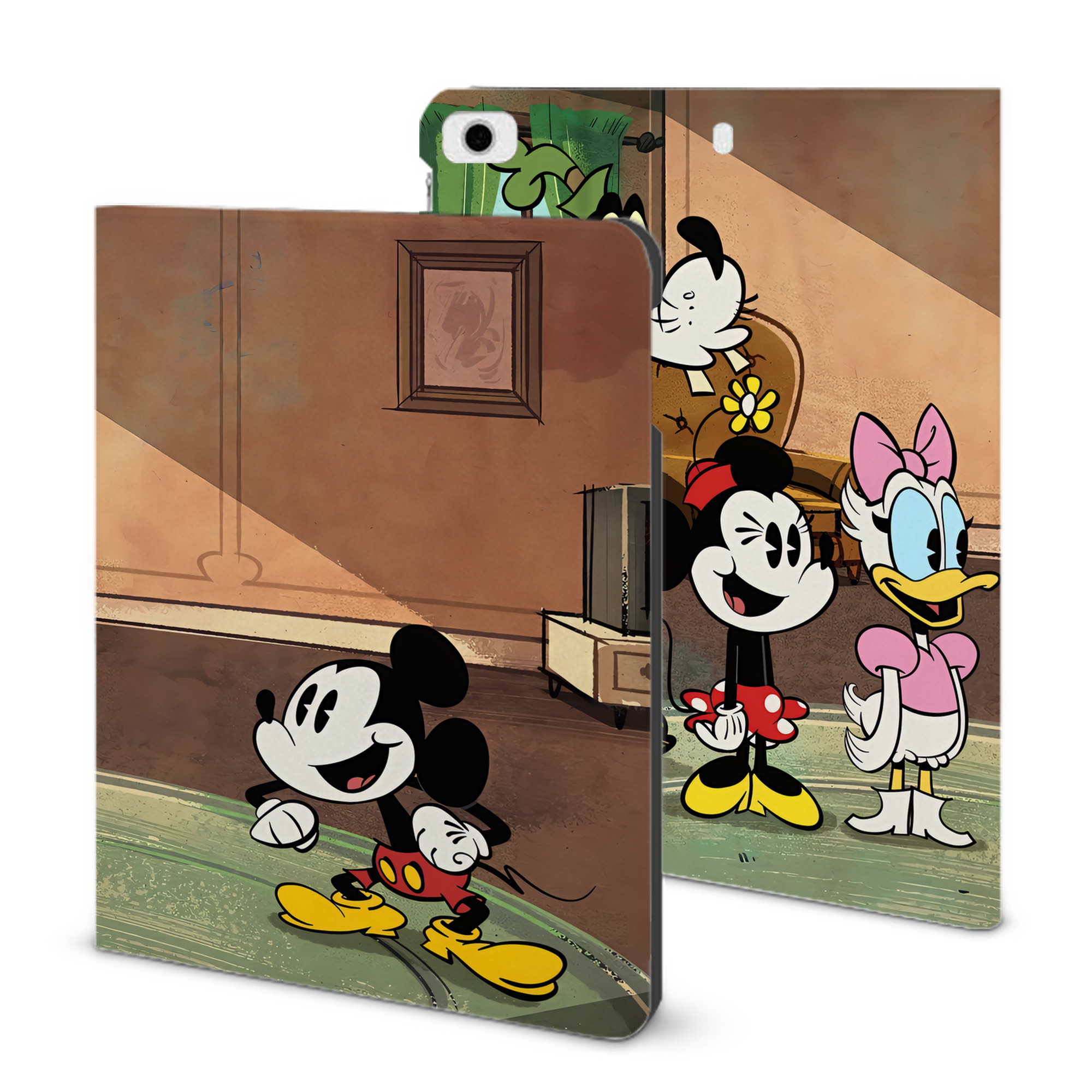 （画像用） ミッキーマウス Mickey Mouse IPad ケース ブック型 PUレザー TPU 耐衝撃 軽量 薄型 ペン収納なし 全面保護 IPad 各モデル対応